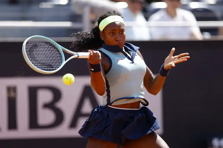 Coco Gauff (USA)(Foto von Matteo Ciambelli/DeFodi Images)  Coco Gauff (USA) in action, Tennis WTA Internazionali BNL d'Italia - Round of 32, Gauff vs Badosa , Foro Italico on May 13, 2024 in Rome, Italy. (Photo by Matteo Ciambelli/DeFodi Images)   - Photo by Icon Sport