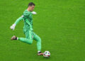 21 June 2024, Berlin: Soccer, UEFA Euro 2024, European Championship, Poland - Austria, preliminary round, Group D, match day 2, Olympiastadion Berlin, Poland's goalkeeper Wojciech Szczesny on the ball. Photo: Michael Kappeler/dpa   - Photo by Icon Sport