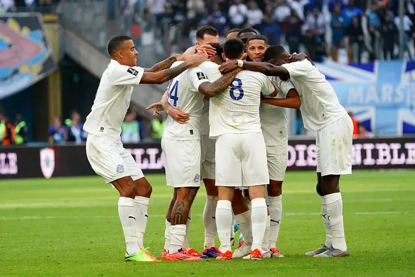 L'OM à l'Orange Vélodrome face à Nice en 2024.