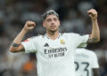 Fede Valverde of Real Madrid CF celebrates goal during the La Liga EA Sports match between Real Madrid and Villarreal CF played at Santiago Bernabeu Stadium on October 5, 2024 in Madrid, Spain. (Photo by Cesar Cebolla / Pressinphoto / Icon Sport)   - Photo by Icon Sport