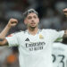 Fede Valverde of Real Madrid CF celebrates goal during the La Liga EA Sports match between Real Madrid and Villarreal CF played at Santiago Bernabeu Stadium on October 5, 2024 in Madrid, Spain. (Photo by Cesar Cebolla / Pressinphoto / Icon Sport)   - Photo by Icon Sport