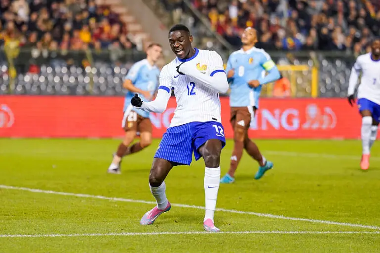 Randal Kolo Muani avec les Bleus face à la Belgique en 2024 en Ligue des Nations.