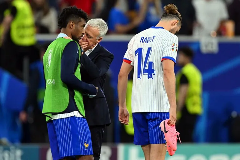 Didier Deschamps avec Rabiot et Coman en Bleus à l'Euro 2024