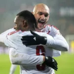 Ludovic Ajorque avec le Stade Brestois contre le Sparta Prague.