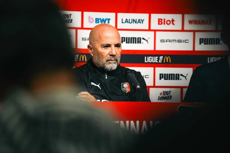 Jorge Sampaoli lors de sa présentation avec le Stade Rennais.