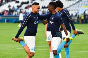 Dimtri Payet avec Bouna Sarr en 2019 à l'OM