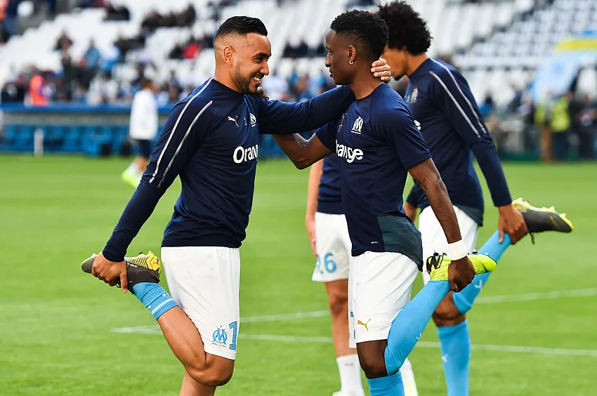 Dimtri Payet avec Bouna Sarr en 2019 à l'OM