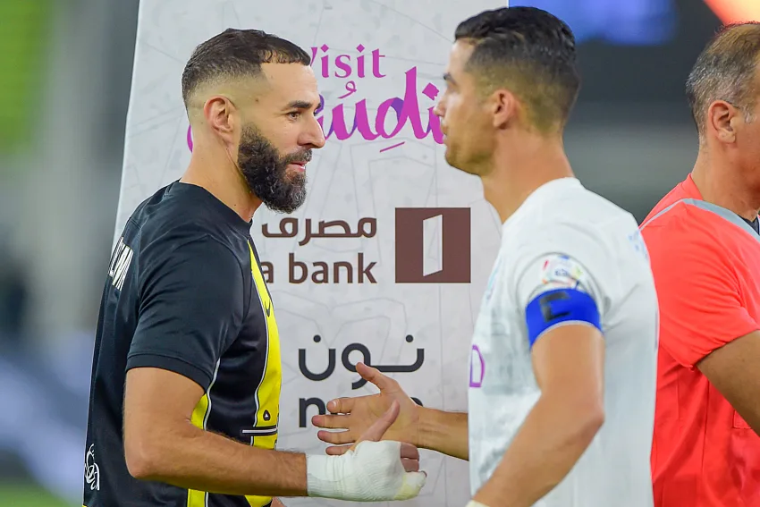 Karim Benzema et Cristiano Ronaldo lors d'un Al-Ittihad / Al-Nassr