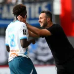 Bamo Meïté avec l'OM avec Roberto De Zerbi contre Brest