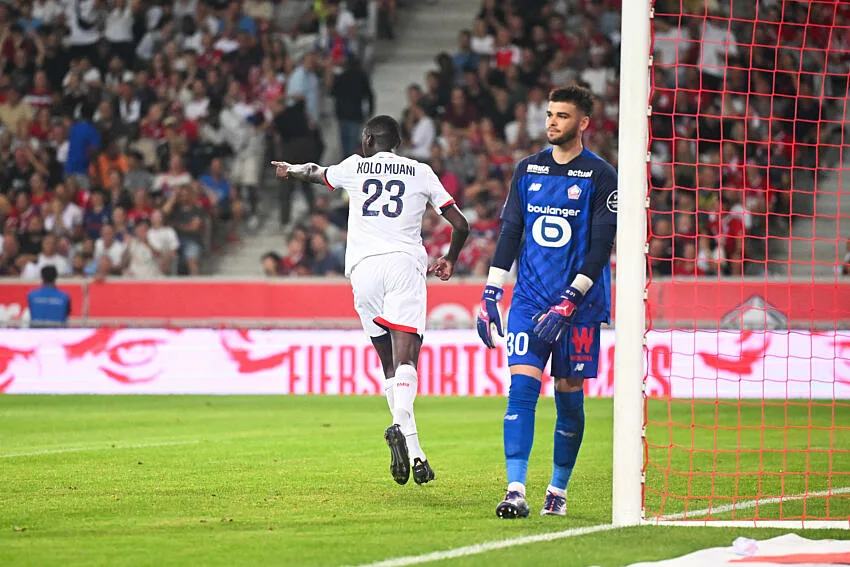 Randal Kolo Muani avec le PSG après son but contre le LOSC