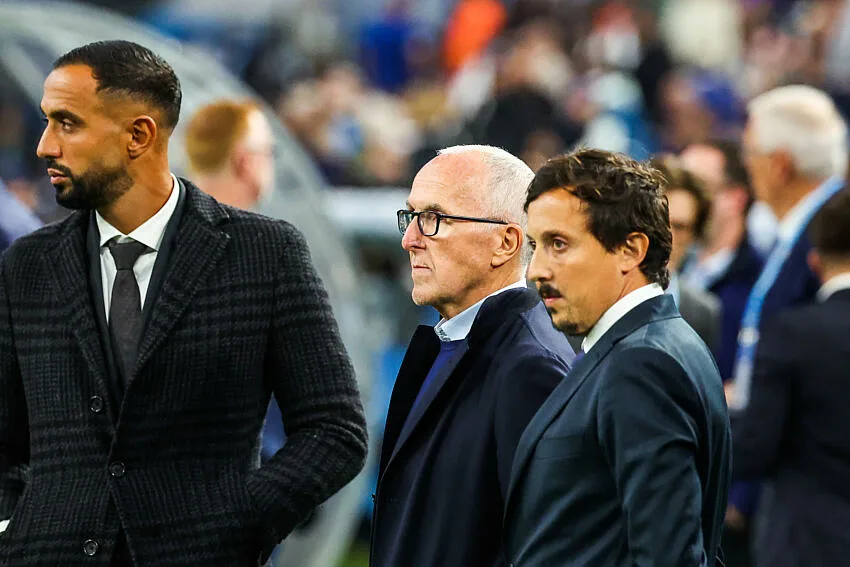 Mehdi Benatia, Frank McCourt et Pablo Longoria à l'Orange Vélodrome