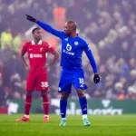 Jordan Ayew lors de Liverpool / Leicester City