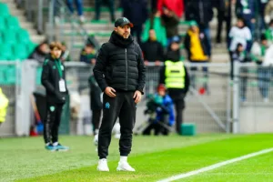 Roberto De Zerbi avec l'OM à Saint-Étienne