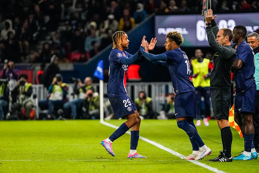 Barcola et Doué avec le PSG