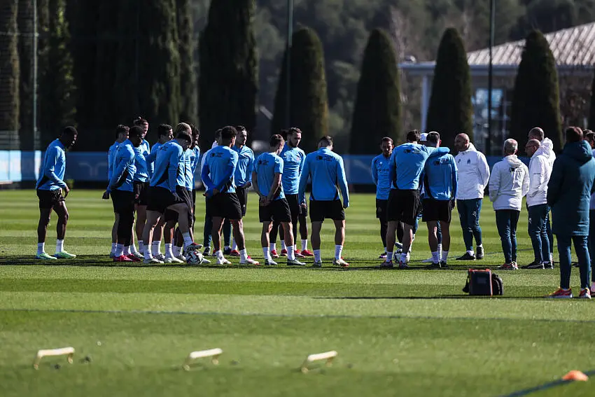 Le groupe de l'OM à l'entraînement